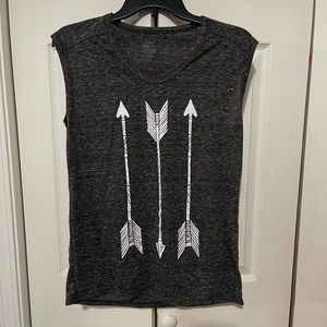 Gray and White Arrow Graphic Tank Top